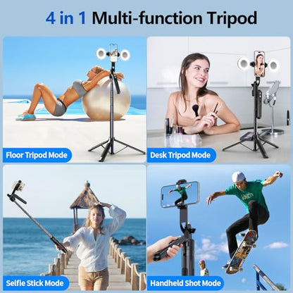 Auto Face Tracking Tripod with 360 Rotation Stand, 70.9"Ai Motion Tracking, Grados de Movimiento Celular Selfie Stick Rotation with Remote, Motion Sensor Phone Stand, for Vlog/Live Stream/Video Record