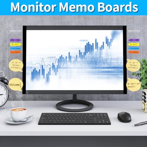 Monitor Memo Board, 4PCS Transparent Computer Monitor Side Panel Creative Desktop Memo Board, Acrylic Desktop Computer Sticky Note Holder for Home Office