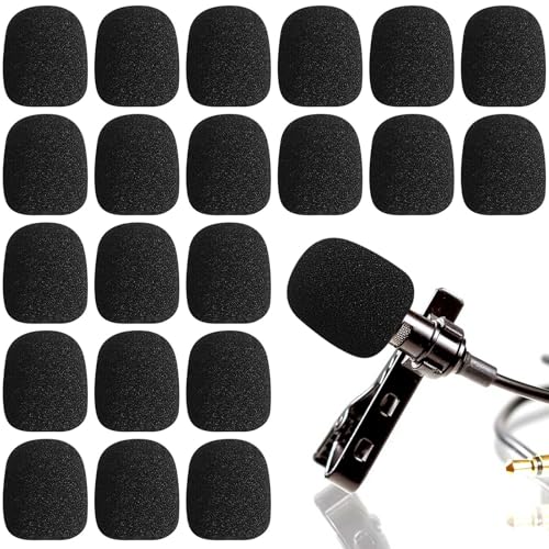 Augshy 20pcs Headset Mic Foam Cover, Mini Microphone Windscreen Headsets Small Mic Covers for Office Call Center and Stage Pop Filter (Black) - color: Black, size: 1.18 x 0.86 inches