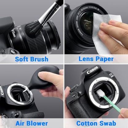 Camera Lens Cleaning Kit, 10Pcs, Optical Len Clean Tools | Lens Brush Pen, Air Blower, Microfiber Cleaning Cloth, Soft Brush, For Sony Canon Nikon Pentax Sony DSLR