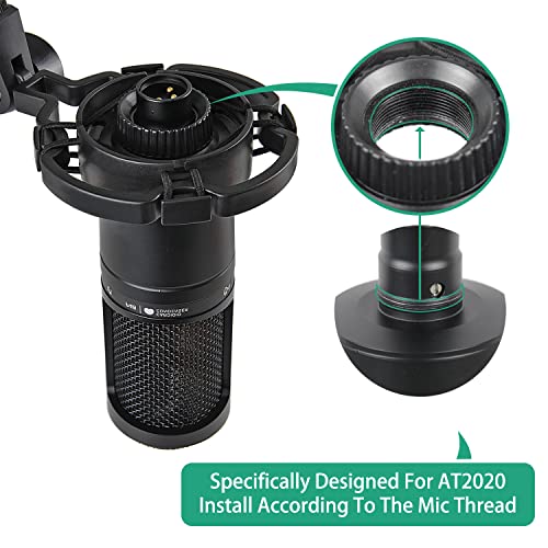 AT2020 Shock Mount with Pop Filter and Foam Windscreen, Noise Reduction Microphone Shock Mount Mic Holder for Audio Technica Mic