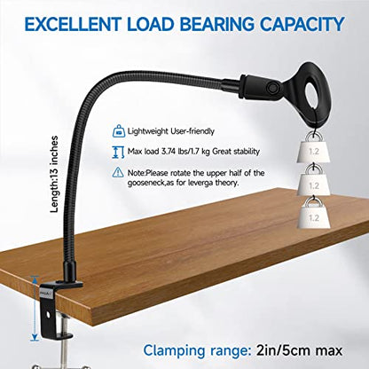 Microphone Stand 13" Flexible Gooseneck Desktop Mic Stand Multi-Function Mic Stand Phone Holder with Upgraded Mic Clip and Heavy Duty Desk Clamp, 3/8" to 5/8" Screw Adapter for Universal Mic - size: 13INCHS-1PACK