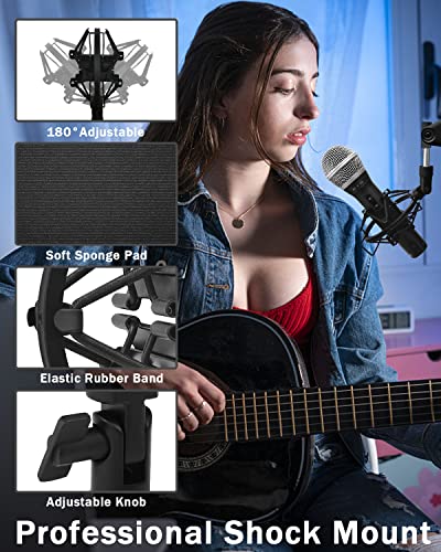 Microphone Shock Mount Mic Holder For Samson Q2U SM58 ATR2100-USB Behringer Xm8500, Mic Clip Holder Mount for Diameter 28mm-32mm Dynamic Microphone Like AT2005-USB PGA48 PGA58, Boseen