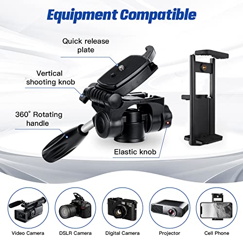 MACTREM 75in Aluminum Lightweight Travel Tripod for DSLR Camera Phone iPad | 3-Way Head 360° Rotation. With Phone iPad Mount, Bluetooth Remote. Stable Aluminum Stand for Video & Photography. - color: Black