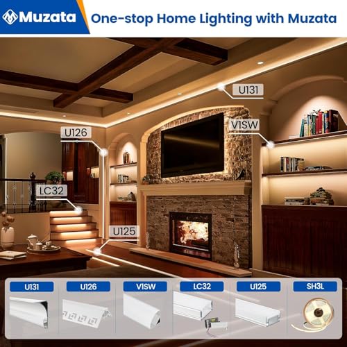 Muzata 20Pack 6.6FT/2M V Shape LED Channel Silver Aluminum LED Strip Diffuser Channel with Milky White Cover Frosted Corner Lighting Easy Installation V1SW WW 2M - size: 2M 20P