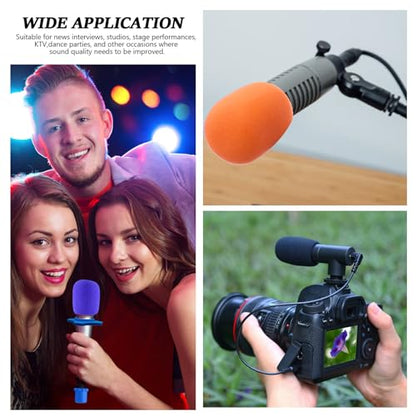 Bonsicoky 4 Set Microphone Protection Foam Mic Cover | 4 Pcs Foam Microphone Windscreen Cover, 4 Pcs Silicone Rings, 4 Pcs Bottom Rod Sleeve Holder - size: 4 Set