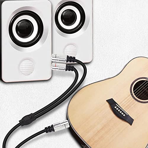XMSJSIY 6.35mm 1/4" TS Male to Dual 6.35mm 1/4" TS Male Mono Stereo Y Cable Splitter Cord - 50cm