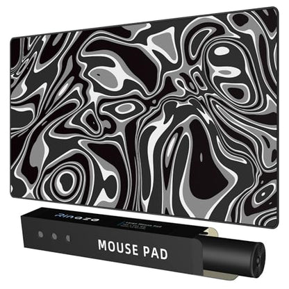 Rinaze Large Gaming Mouse Pad with Superior Micro-Weave Cloth, Extended Desk Mousepad with Stitched Edges, Anti-Slip Keyboard Pad for Computer, Home and Gaming - color: Silver