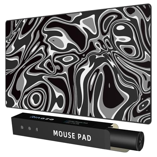 Rinaze Large Gaming Mouse Pad with Superior Micro-Weave Cloth, Extended Desk Mousepad with Stitched Edges, Anti-Slip Keyboard Pad for Computer, Home and Gaming - color: Silver