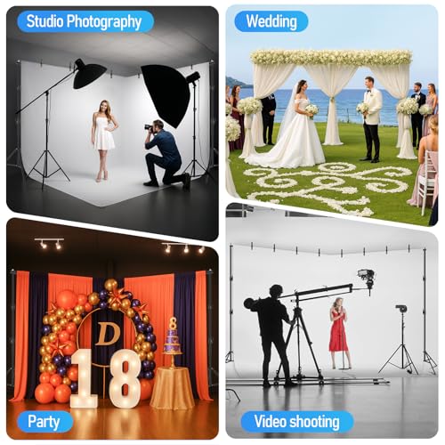 EMART Back Drop Adjustable Stand, 10x20 Backdrop Stand Heavy Duty Photography Background Support System Kit with 300° Angle Rotatable Connector and 8 Spring Clamps for Parties, Wedding, Photo Studio - size: 20×10ft(W×H）