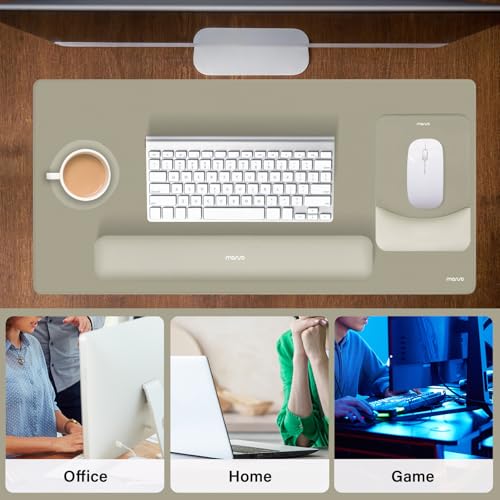 MOSISO Keyboard Mouse Pad Set, Large Gaming Mouse Pad&Rectangular Keyboard Wrist Rest&Mousepad with Wrist Rest&Coaster, Ergonomic Non-Slip&Easy Typing Pad with Curved Silicone Lining, Bronze Brown - color: Bronze Brown