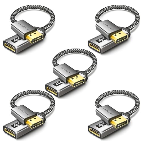 Warrky 4K DisplayPort to HDMI Adapter 5 Pack,[Metal Case, Gold-Plated Pins] Uni-Directional Display Port (DP) to HDMI Monitor Converter 1080P@120Hz Compatible for HP, AMD, NVIDIA. Male to Female. - color: Light Gray