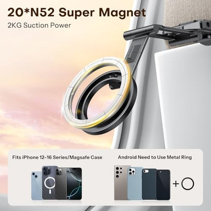 OMOTON TP02 360° Rotating for MagSafe Tripod, Aluminum Magnetic Phone Tripod for iPhone 17/16/15 Pro Max Air Women Men, Foldable Cell Phone Stand Fits Vlog, Gym, Travel Essentials Accessories Gift - color: 1-Black
