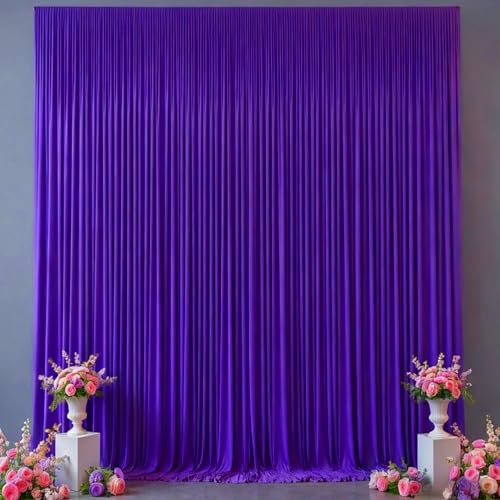 10x10FT Backdrop Curtains with Rod Pockets - Wrinkle Free Photo Stage Backdrop 2 Panels Curtains Drapes for Photography Wedding Party Baby Shower Decorations (Purple) - color: Purple, size: W5' x H10'(2 panels)
