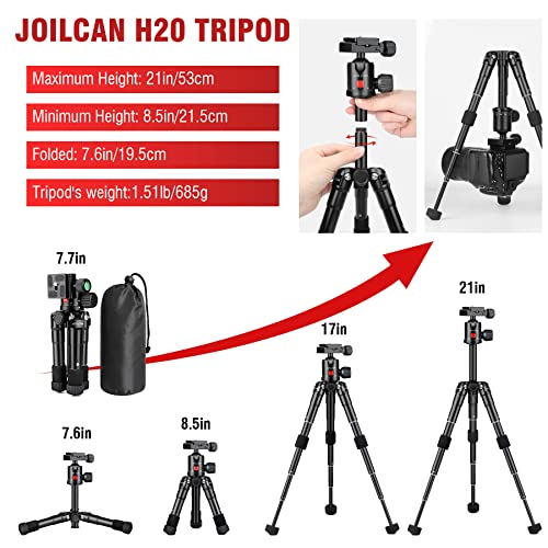 JOILCAN Mini Tripod for Camera, 21" Aluminum Desktop Tripod with 360° Ball Head, Portable Travel Tripods for DSLR Phone Projector, Load up to 15lb - size: 21 Inch