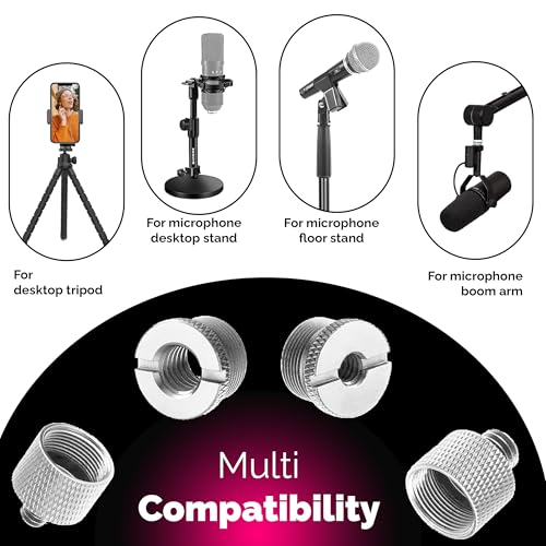 IXTECH Mic Stand Adapter Set 8 pc - Metal Tripod Adapters Female-Male 5/8-3/8, 3/8-5/8, 5/8-1/4, 1/4-5/8 ADP02 Silver - color: Silver
