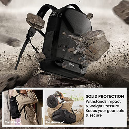 TARION Hardshell Camera Backpack Bag - 3-side Hard Case Professional Camera Bag with 14.5" Laptop Compartment & Waterproof Raincover for photographers Black - TRH - color: Black, size: Large