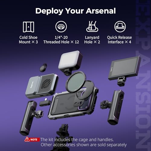 SmallRig Megatron Edition Dual Handheld Video Cage Kit for iPhone 17 Pro, Wireless Control Handle, Quick Release, Filmmaking & Live Streaming Kit with Case, Rotatable Handles, Lens Backplate-5585 - size: iPhone 17 Pro