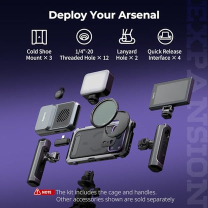 SmallRig Megatron Edition Dual Handheld Video Cage Kit for iPhone 17 Pro, Wireless Control Handle, Quick Release, Filmmaking & Live Streaming Kit with Case, Rotatable Handles, Lens Backplate-5585 - size: iPhone 17 Pro