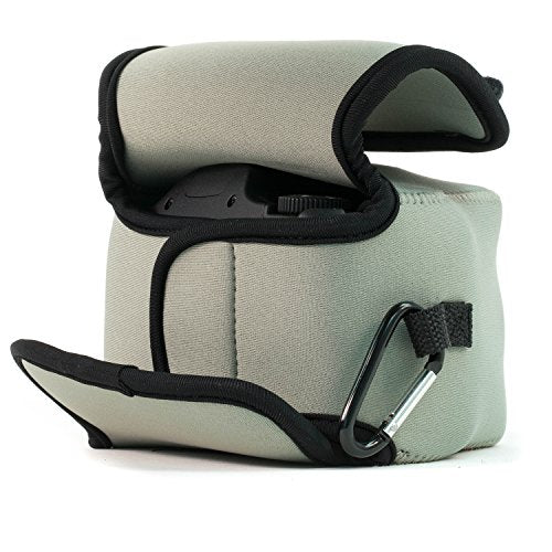 MegaGear ''Ultra Light'' Neoprene Camera Case Bag with Carabiner for Canon PowerShot SX540 HS, SX530 HS, Canon PowerShot SX420 is, SX410 is Digital Cameras (Grey) (MG507), PU Leather - color: Grey