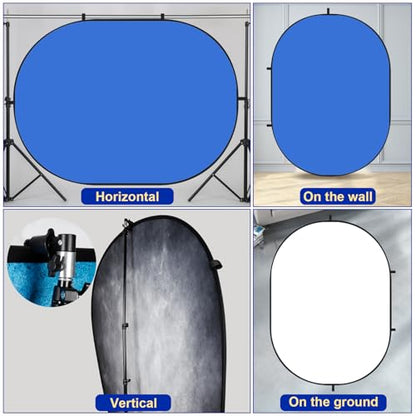 Kate Collapsible Pop-Up Backdrop for Self-Tape Auditions, Professional Headshots, Video Conferencing & Live Streaming - Portable Photography Background (5'x6.5' / 1.5x2m,Blue/White) - color: Blue/White