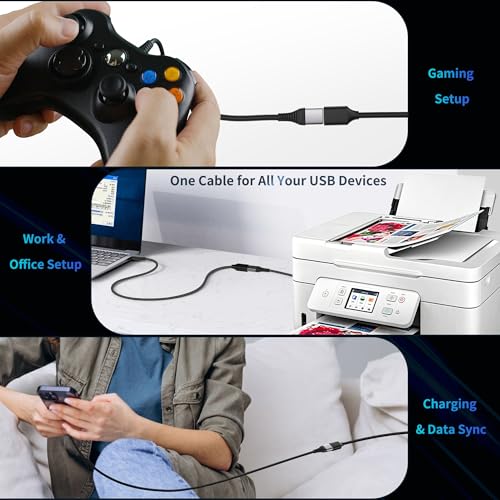 USB 3.0 Extension Cable 1.6FT, Short USB Extender Male to Female 1Pack | Ideal for laptops and desktop setups. Supports fast file transfer with printers, flash drives, cameras and hard drives - size: 1.6ft