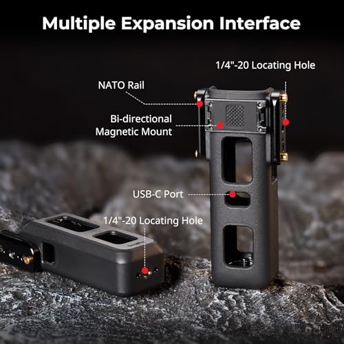 SmallRig Expansion Adapter Cage for DJI Osmo Pocket 4/3, for Xtra Muse Accessories with Bidirectional Magnetic Mount for Action 6 Adapter, 1/4"-20 Locating Holes, NATO Rail for Side Handle - 6006