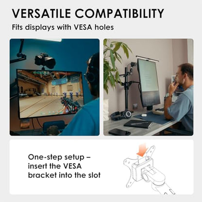 TARION Modular Desktop Arm Mount - 48cm / 19" Single Desk Stand with Tablet Holder & VESA Mount for Laptop Monitor 360° Adjustable - Compatible with 35mm Rod Lite Z Desktop - Titanrig Arm X - size: Arm X (Monitor / Laptop)