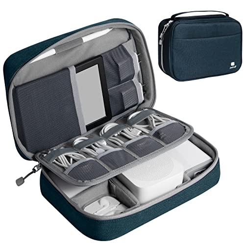 pack all Electronic Organizer Plus, Larger Capcity Cable Organizer Bag, Shockproof Carrying Case, Portable Cord Travel Organizer Storage Bag for Cables, Chargers, Phones, USB, SD Cards(Navy Blue) - color: Navy Blue