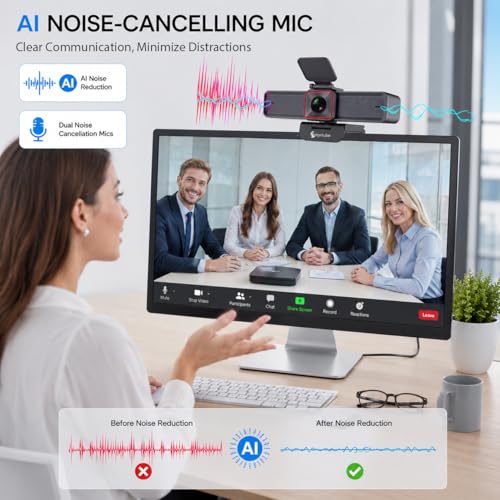 Angetube 4K Webcam with AI Tracking, 100°Wide Angle, Remote Control 4K Web Camera/10X Digital Zoom,1080P 60fps Web cam with HDR/Dual Noise Cancelling Mics for Video Calls/Meetings/Streaming/Skype/Zoom