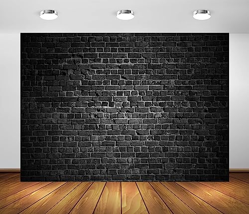 BELECO 12x8ft Fabric Black Brick Wall Backdrop for Photography Vintage Stone Brick Background for Theme Party Decorations Birthday Photoshoot Home Wall Decor Photo Booth Studio Props - size: 12x8FT
