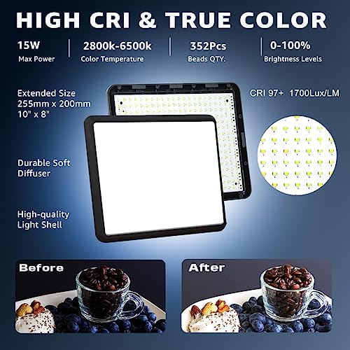 NiceVeedi 15w Photography Lighting Panel, 2800-6500K Dimmable Studio Light, USB Powered Video Lighting for Video Recording/Photography/Tiktok/Streaming/Content Creat
