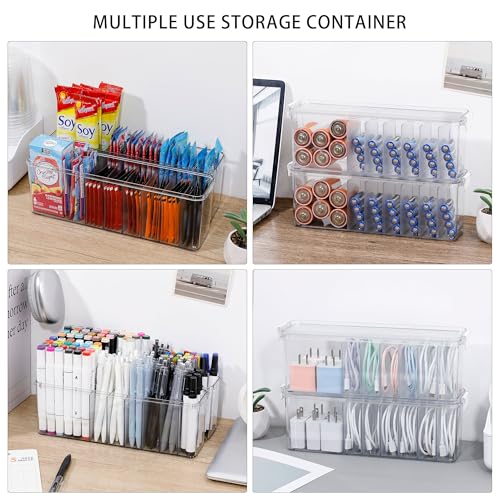 2 Pack Cord Organizer Box for Desk Drawer, Clear Phone Charger Cable Storage Container with Lid