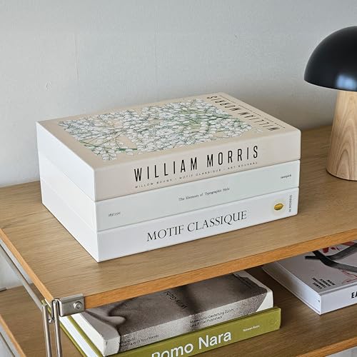 Book Shape Decorative Cable Management Box - Expandable Cable Organizer Box with Magnetic Closure for Home & Office (William Morris, Large Set) - color: William Morris, size: Large Set