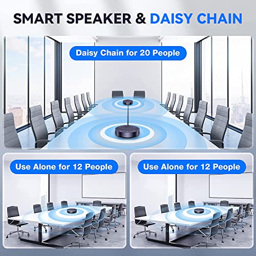 EMEET M3 Conference Speaker and Microphone, Zoom Certified Bluetooth Speakerphone with 4 AI Mics 360° Voice Pickup, 18H Talk Time, USB 2.0&Bluetooth 5.0 with Daisy Chain for 20 People for Zoom Teams - style: M3-12 People
