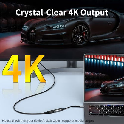 QianLink USB Type C to HDMI Adapter, USB C to HDMI 4K Cable [Thunderbolt 3/4] for MacBook Pro/Air 2023, iPhone 15 16 17 Pro Max, Dell XPS, Pixelbook, Surface, IPad Pro, iMac, XPS 17, Galaxy S25 S24