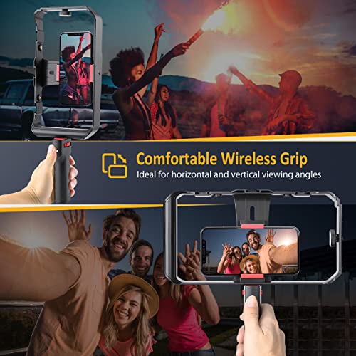 Zeadio Smartphone Video Rig, Phone Stabilizer Grip with a Detachable Side Handle, Universal Video Recording Cage, Compatible with All Smartphones for Vlogging Filmmaking Live Streaming - style: Basic Version