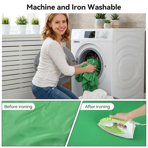 UTEBIT 5x6.5 ft Green Screen Backdrop, Thickened Photography Chroma Key Greenscreen Background, Polyester Fabric Cloth Sheet for Photoshoot, Video Zoom Meeting, Live Streaming, 150Gram (Backdrop only)