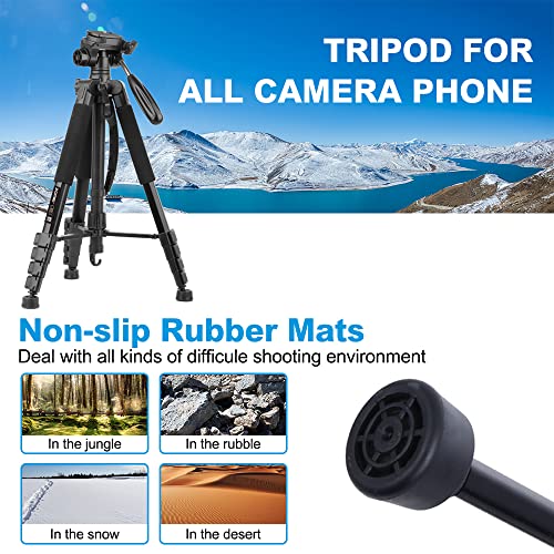 74’’ Camera Tripod,Heavy Duty Camera Stand Tripod,Cell Phone Tripod with Phone Holder, Professional Travel DSLR Tripods Compatible with DSLR Cameras,Cell Phones,Projector,Webcam(Black) - color: Black
