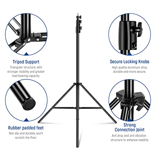 NEEWER 9.2ft/2.8m Air Cushioned Light Stand, Heavy Duty Metal Photography Tripod Stand with 1/4" to 3/8" Reversible Spigot, 3 Way Mounting Interface & Metal Locking Knobs, Max Load 5.5lb/2.5kg - size: 280cm