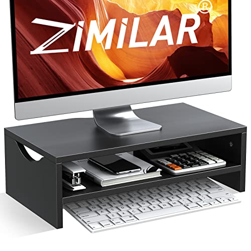 Zimilar Monitor Stand, 2-Tier Laptop Computer Monitor Stand Riser for PC, iMac, Desktop Wooden Screen Stand with Storage Organizer for Home Office - color: Black