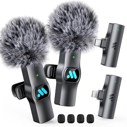 Leettus 2pcs Dual Receivers Mini Microphone for iPhone iPad Android Video Recording,Lavalier Wireless Microphones for Game,Live Streaming,Interviews,YouTube,TikTok,Vlog - color: for Lightning & for Type-c