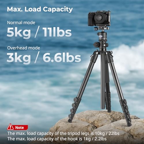 SmallRig CT25 64.5"/164cm Horizontal Overhead Tripod for iPhone & Camera, with Phone Holder & Carrying Bag, 22lb Max Load Aluminum Lightweight Camera Tripod for Overhead Shots/Live Streaming - style: 64.5" Horizontal Tripod