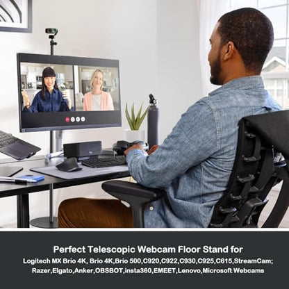 63'' Webcam-Floor-Stand for Insta360 Link 2 pro/Link 2C pro/Link-2/Link 2C/Link PTZ 4K Webcams and X5 X4 X3 X2 Action Cameras