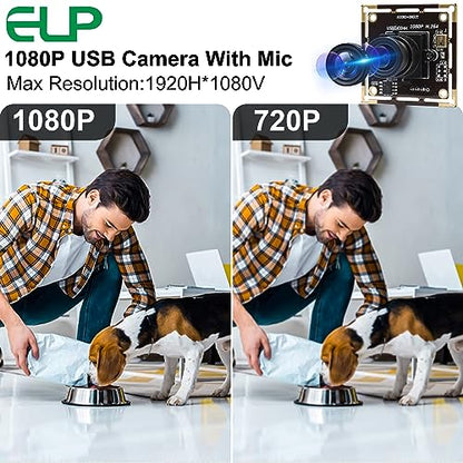 ELP 2.8mm Lens Raspberry Pi 1080P H.264 Microphone PC Web USB Security Camera for Computer Mini UVC USB2.0 Video Audio Webcam Board 2MP CMOS AR0330 Lightburn Laser Camera for Laptop - size: 2.8mm lens