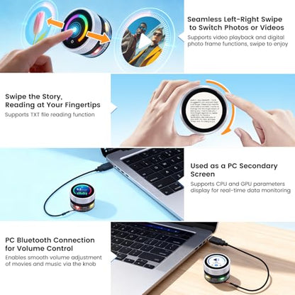 ELECROW ESP32 Rotary Display 240x240-1.28 Inch HMI IPS Round Knob Touch Display Development Board, 2.4G WiFi and BLE Capacitive Touch Screen Compatible with Arduino IDE and The LVGL Library, Silver - size: 1.28" ESP32 Rotary Display