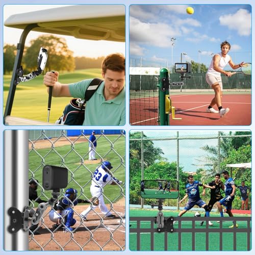EEEKit Magnetic Fence Mount Compatible with Mevo Start, GoPro, iPhone and Action Cameras, Dual 1/4" Threaded Holder for Baseball, Softball, Tennis, and Sports Recording
