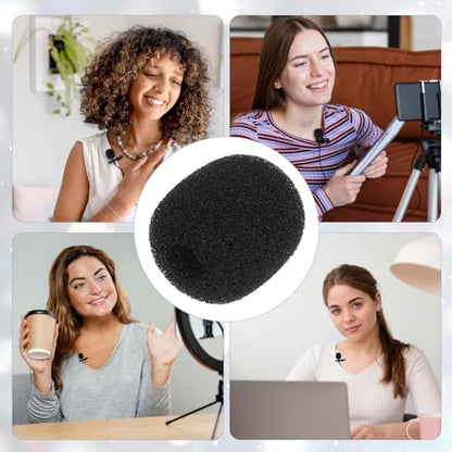 10 Pcs Mini Windscreen for Headset Microphone Small Lavalier Microphone Covers Foam Lavalier Microphone Windscreen Foam Cover Wind Screen for Mics Lapel Microphone Replacement Kit (Black)