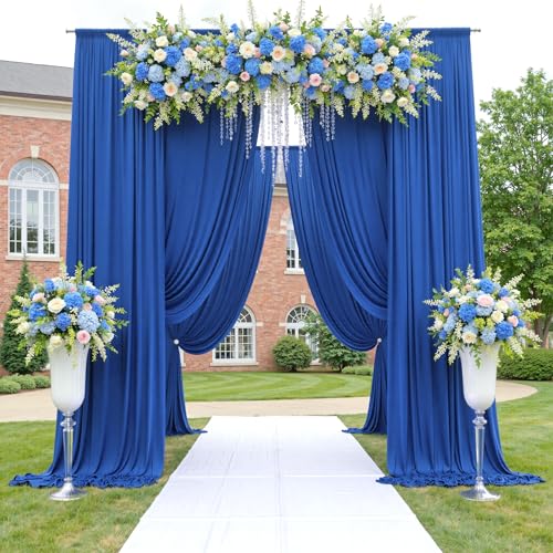 10ftx12ft Wrinkle Free Royal Blue Backdrop Curtain, 2 Panels 12FT Height Royal Blue Wedding Backdrop Drapes, Silky Polyester Back Drop Cloth for Birthday Photography Background Party Backdrop Draping - color: Royal Blue, size: (W)5ft x (H)12ft (2 Panel)