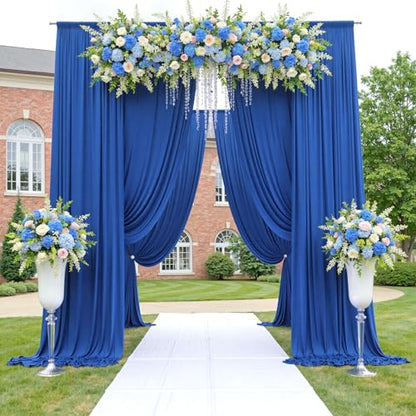 10ftx12ft Wrinkle Free Royal Blue Backdrop Curtain, 2 Panels 12FT Height Royal Blue Wedding Backdrop Drapes, Silky Polyester Back Drop Cloth for Birthday Photography Background Party Backdrop Draping - color: Royal Blue, size: (W)5ft x (H)12ft (2 Panel)